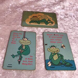 Vintage Set of Three Magnets Ichabod Frog Retro 80s 1982 Fridge Refrigerator GUC